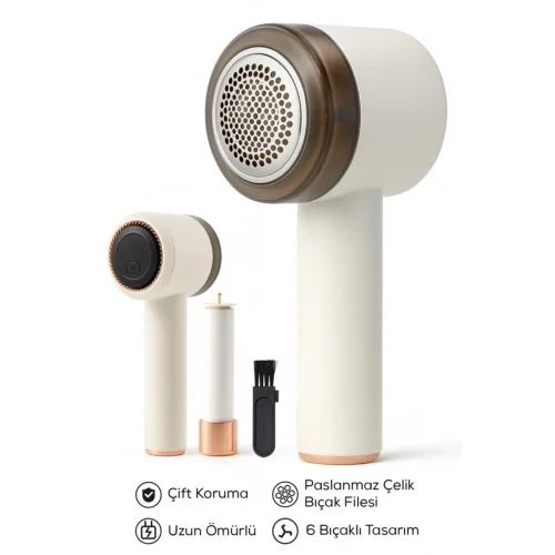 Mey İthalat® 6 Bıçaklı 2 Kademeli Tüy Tiftik Şarjlı Temizleme Makinesi Ve Tüy Toplama Rulosu (Yedek Bıçaklı)