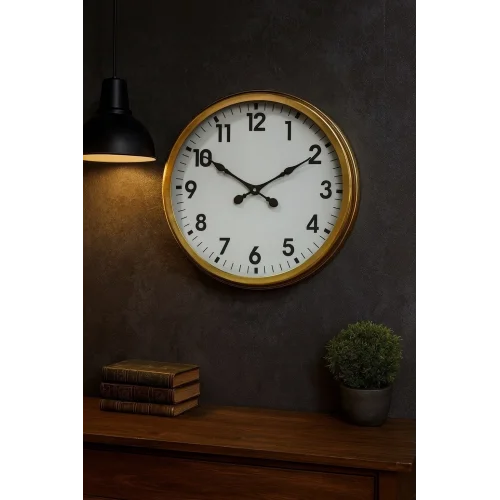 Mey İthalat® 60 Cm Gold Metal Dekoratif Duvar Saati