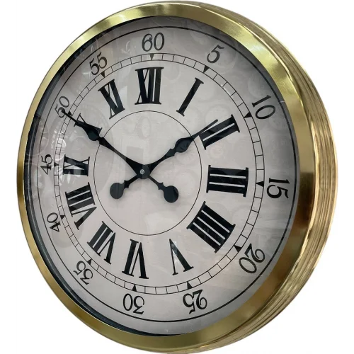 Mey İthalat® 60 cm Gold Metal Dekoratif Roma Rakamlı Duvar Saati