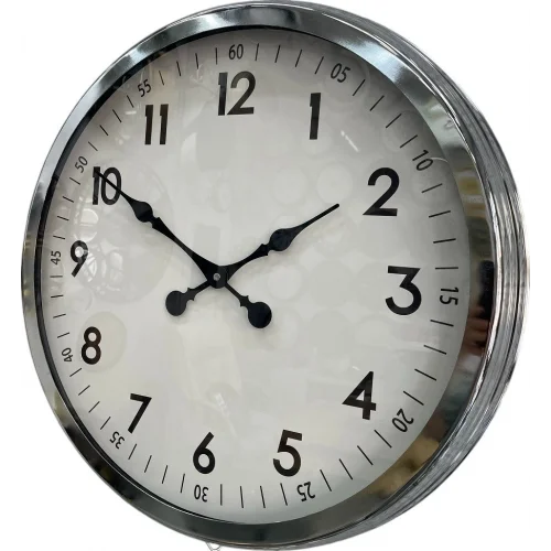 Mey İthalat® 60 cm Krom Metal Dekoratif Duvar Saati