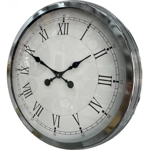 Mey İthalat® 60 cm Krom Metal Roma Rakamlı Duvar Saati