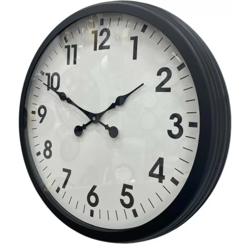 Mey İthalat® 60 cm Siyah Metal Duvar Saati