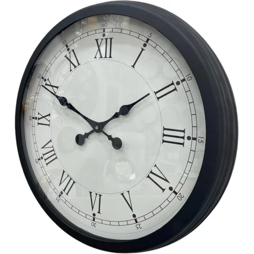 Mey İthalat® 60 cm Siyah Metal Roma Rakamlı Duvar Saati