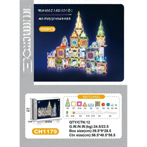 Mey İthalat® 7.5CM Işıklı Blok 100 Parça