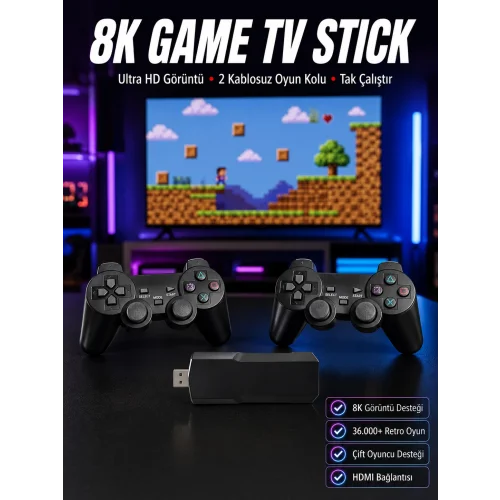 Mey İthalat® 8K Ultra HD Game Box 36500 Oyunlu Game Stick Oyun Konsolu