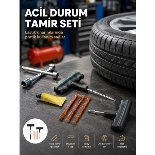 Mey İthalat® Acil Durumların Kurtarıcısı Çok Amaçlı Lastik Tamir Seti