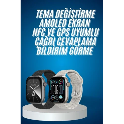 Mey İthalat® Akıllı Kol Saat Amoled Ekran Android ve İOS Uyumlu Arama Konuşma