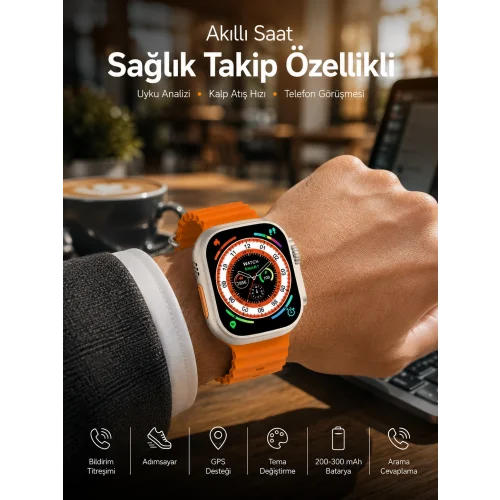 Mey İthalat® Akıllı Saat Bluetooth Bağlantılı Uyku ve Sağlık Takibi
