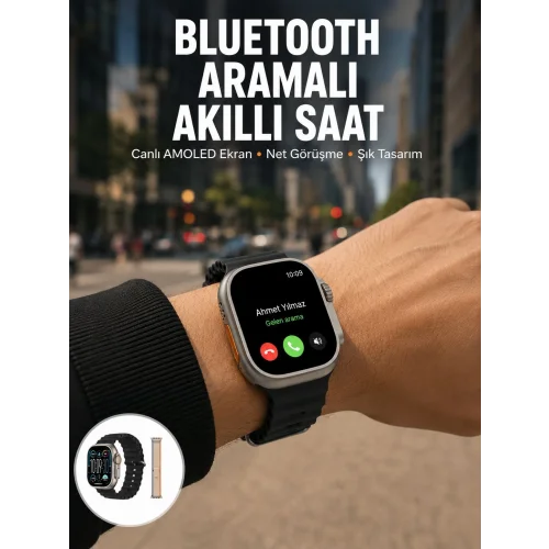 Mey İthalat® Akıllı Saat Kol Saati Android ve İOS Uyumlu Nabız Ölçer Sesli Asistan Yeni Nesil