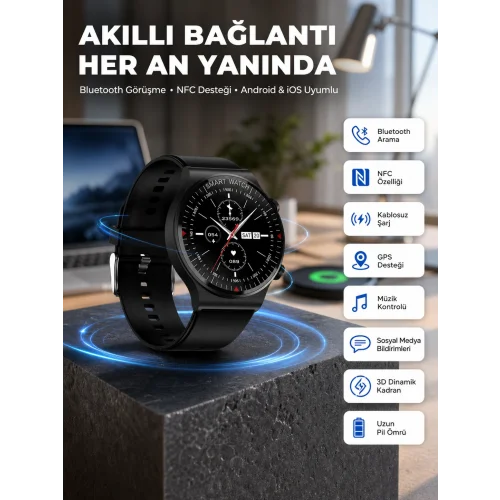 Mey İthalat® Akıllı Saat Yeni Nesil Üç Kordonlu Nabız Ölçer Çağrı Cevaplama