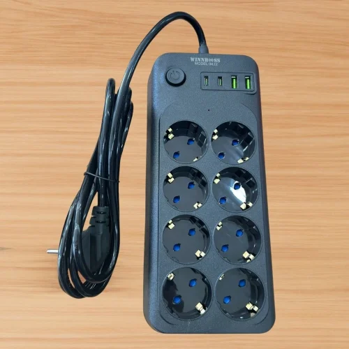 Mey İthalat®  Akım Korumalı Termal Uzatma Kablosu – 8 Priz, 2 USB ve 2 Type-C Girişli, Güçlü Çoklu Priz