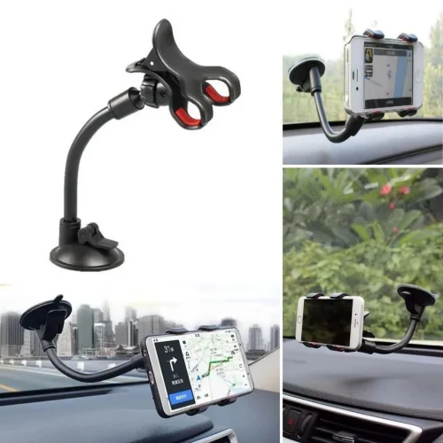 Mey İthalat® Akrobat Cama Sabitlenen Güçlü Vakumlu 360 Derece Dönen Tüm Modellere Uyan Oto Telefon Tutucu