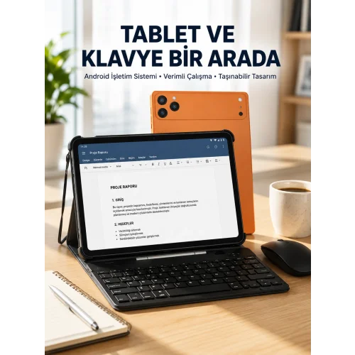 Mey İthalat® Android Tablet Klavye Kılıflı Dokunmatik Ekran Günlük ve Profesyonel Kullanım
