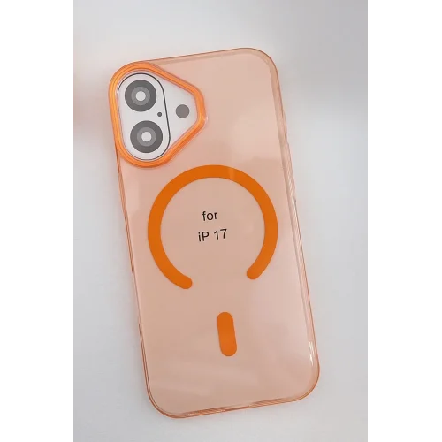 Mey İthalat®   iPhone 17 PC Blank Magsafe Kapak - Turuncu