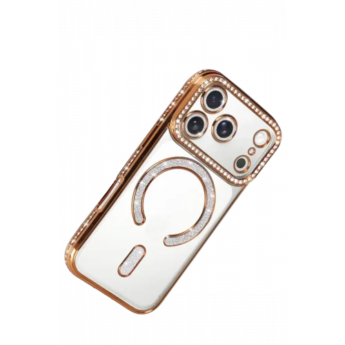 Mey İthalat®   iPhone 17 Pro Joke Simli Magneticsafe Kılıf - Turuncu