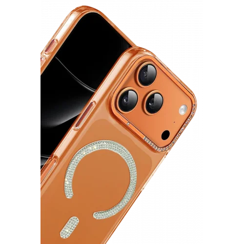 Mey İthalat®  Apple iPhone 17 Pro Max Tash Diamond Magsafe Kapak - Turuncu