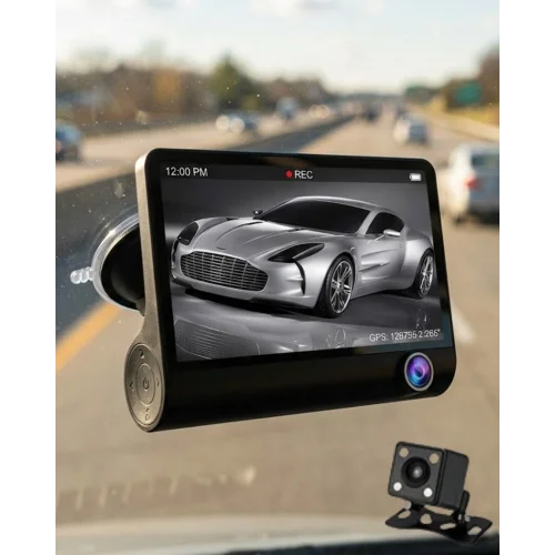 Mey İthalat® Araç DVR Kamera Çift Lensli 4 İnç Ekranlı G Sensörlü
