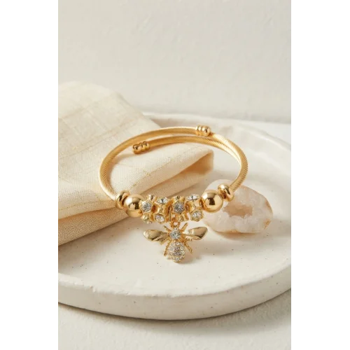 Mey İthalat® Arı Model Gold Renk Charm Bileklik
