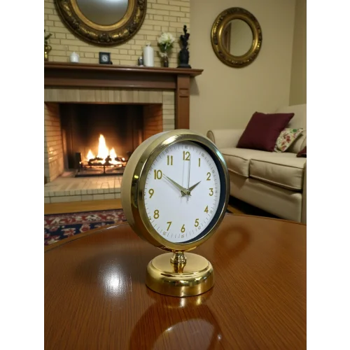 Mey İthalat® Aura Gold Modern 25 x 20 Cm Metal Masa Saati