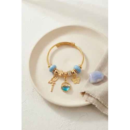 Mey İthalat® Balık ve Tinker Bell Model Mavi Charmlı Bileklik