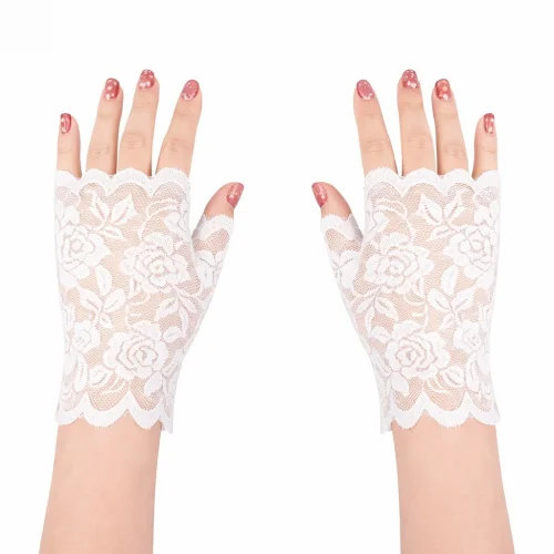 Mey İthalat® Beyaz Dantel Parmaksız Kısa Eldiven