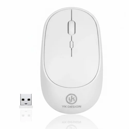 Mey İthalat®  Beyaz Renkli Ergonomik Sessiz Kablosuz Mouse – USB Alıcılı, Ofis ve Oyun İçin Konforlu Bilgisayar Faresi MS6310