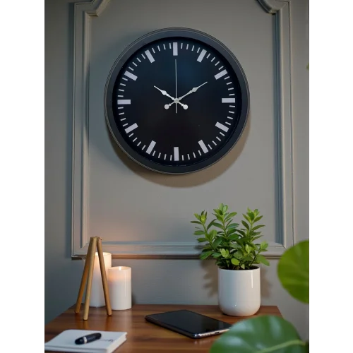 Mey İthalat® Black Baseline 40 Cm Metal Duvar Saati