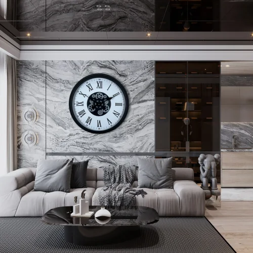 Mey İthalat® Black Majesty 60 Cm Çarklı Duvar Saati