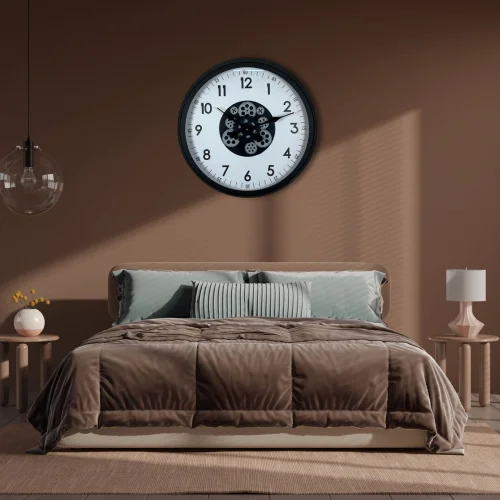Mey İthalat® Black Motion 60 Cm Çarklı Duvar Saati