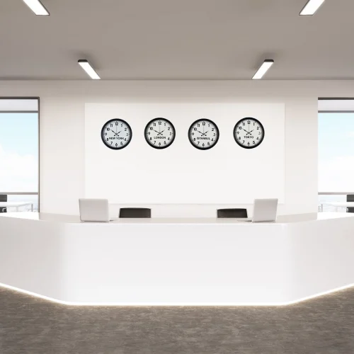 Mey İthalat® BlackLine 4’lü 36 cm Dünya Saati Seti