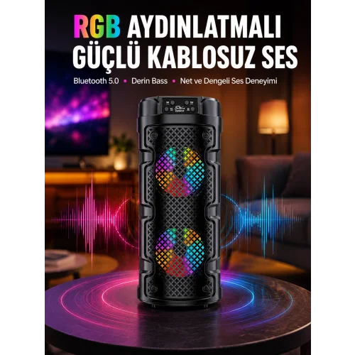 Mey İthalat® Bluetooth 5.0 Destekli Yüksek Ses Kaliteli Hoparlör Yeni Nesil