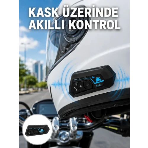 Mey İthalat® Bluetooth Kask Kulaklığı Intercom 5.0 Bluetooth Android ve İOS Uyumlu Yeni Nesil