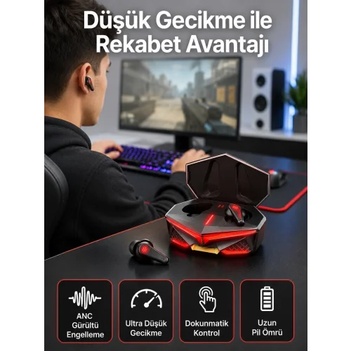Mey İthalat® Bluetooth Kulaklık HD Ses Kaliteli Işıklı Metal Kasa Ios Android Uyumlu Mikrofonlu