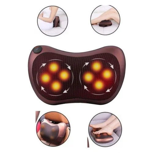 Mey İthalat® Boyun Yoğurmalı Çok Fonksiyonlu Masaj Yastığı-8 Toplu Sırt, Bel, Bacak Masaj Aleti