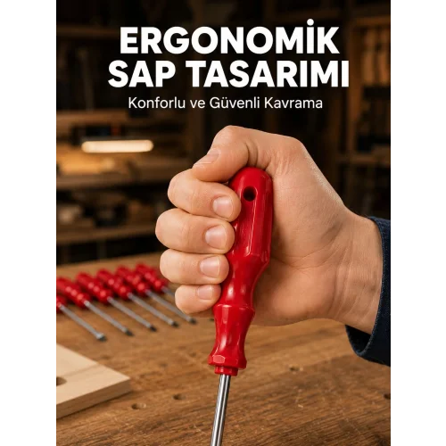 Mey İthalat® Çelik 7li Tornavida Seti Ergonomik Sap Profesyonel Kullanım