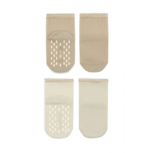 Mey İthalat® Çemberli Basic Penye Kaymaz Soket Çorap 2li 10146 Bej
