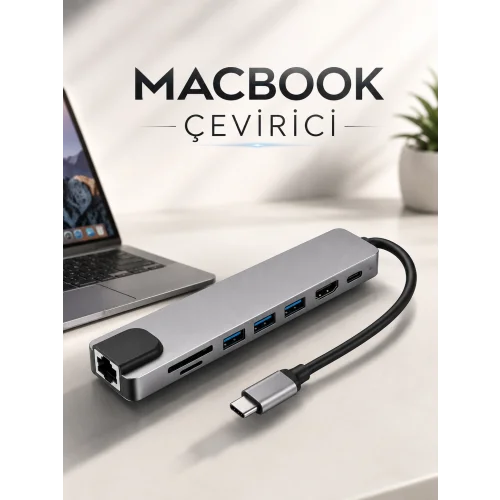 Mey İthalat® Çevirici Dönüştürücü Adaptör Macbook 3 In 1 Type-C To Hdmı USB 3.0