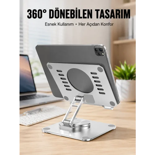 Mey İthalat® Çift Eksenli Ayarlanabilir Tablet Destek Standı Yeni Nesil