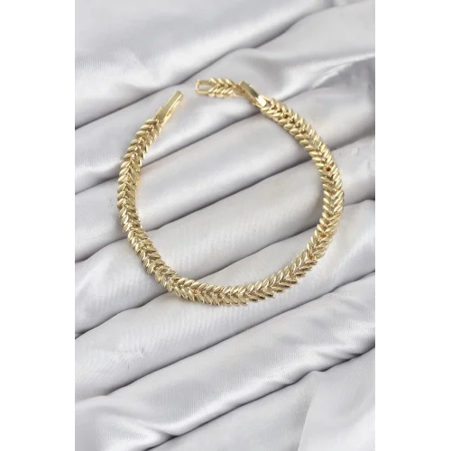 Mey İthalat® CM Başak Model Gold Renk Pirinç Kadın Bileklik
