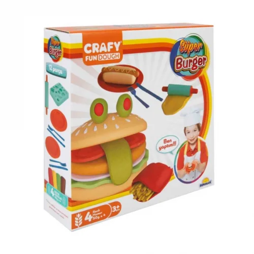Mey İthalat® Crafy Süper Burger Oyun Hamuru Seti 200 gr. 12 Parça