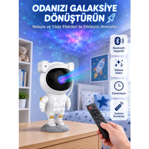 Mey İthalat® Dekoratif ve Fonksiyonel Astronot Projeksiyon Aydınlatma