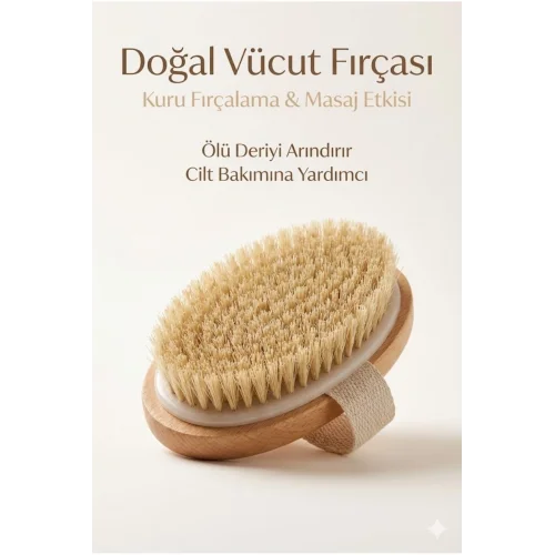 Mey İthalat® Doğal Vücut Fırçası – Kuru Fırçalama, Masaj ve Peeling Etkili Cilt Bakım Fırçası