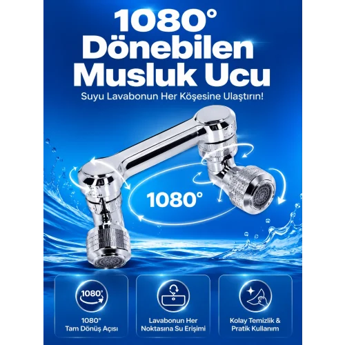 Mey İthalat® Döndürülebilir Musluk Mutfak Banyo Musluk Ucu Başlığı 4 Filtreli