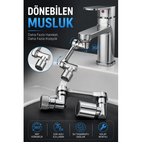 Mey İthalat® DÖNEBİLEN MUSLUK ÖZEL SU AKIŞ TASARIMI