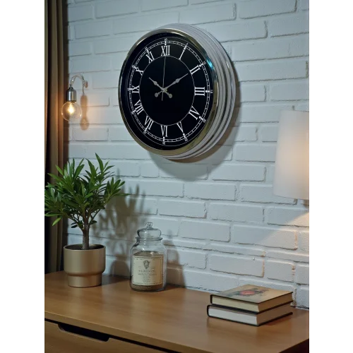 Mey İthalat® Elegance 40 Cm Metal Krom Duvar Saati