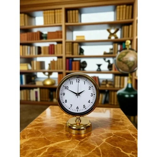 Mey İthalat® Elegance Gold 25 x 20 Cm Metal Masa Saati