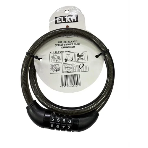 Mey İthalat® Elka 312 Şifreli Bisiklet Kilidi 80 cm
