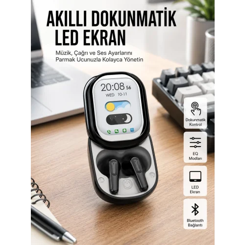 Mey İthalat® ENC Destekli Bluetooth 5.4 Kulaklık – EQ Ayarlı, Akıllı Kutulu