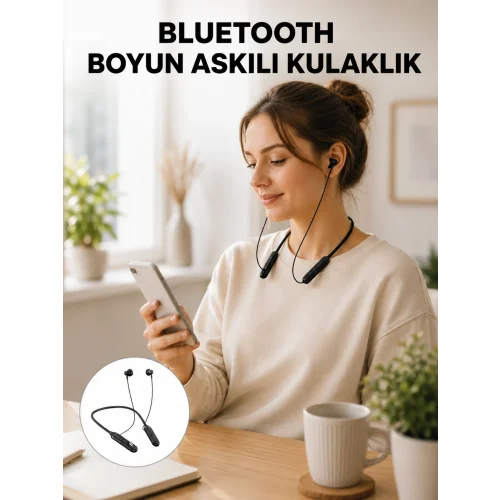 Mey İthalat® Ergonomik Tasarımlı Bluetooth Kulaklık – Gürültü Azaltmalı, Manyetik Yeni Nesil