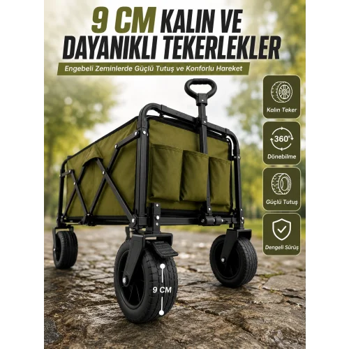 Mey İthalat® Extra Cepli Katlanabilir Wagon Arabası ile Pratik ve Düzenli Taşıma
